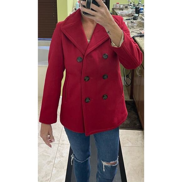 GAP XS Wool red blazer doubled breasted Peacoat classic coat - Picture 2 of 9